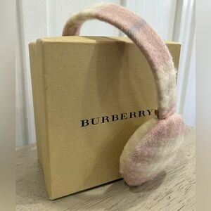 Burberry Soft Pink and Cream Plaid Earmuffs